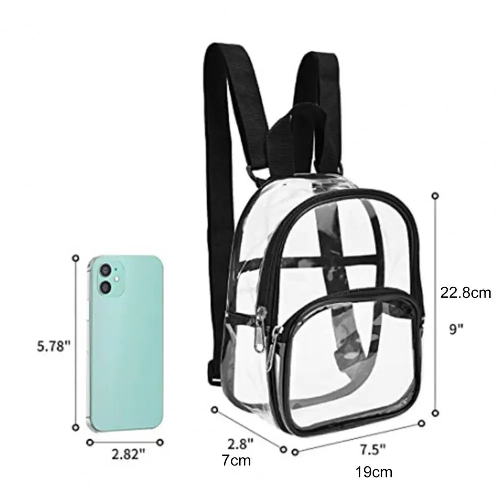 Transparente Veja Através De Mochila Estudantil, Grande Capacidade PVC Mochila Esportiva, Menino e menina mochilas escolares, Unisex Bookbag