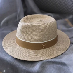 Designer New Natural Panama cappello di paglia a forma morbida estate donna/uomo cappello da sole a tesa larga da spiaggia protezione UV Fedora regalo di compleanno