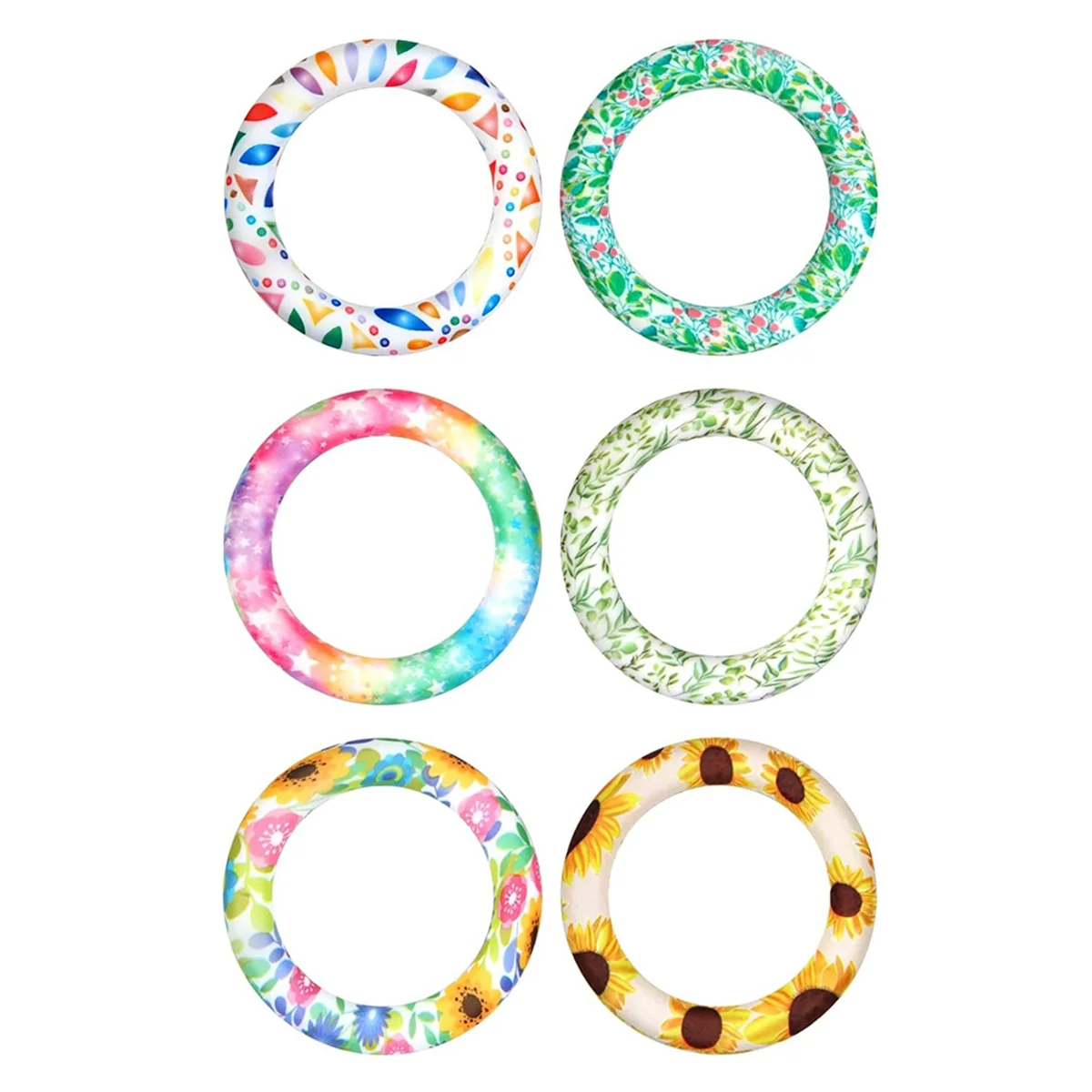 6 Pcs Silicone Beadable O Ring, 65Mm Round Silicone Loop with 2 Hole Frame Silicone Pendant for Diy Keychain