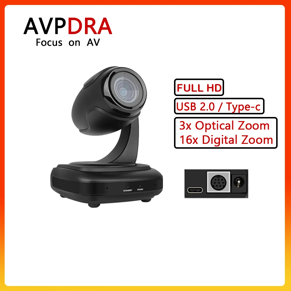 AI tracking USB 1080P Camera 3X Optical Zoom + 16x Digital Zoom Live Streaming PTZ Camera For Broadcast Conference Events Church