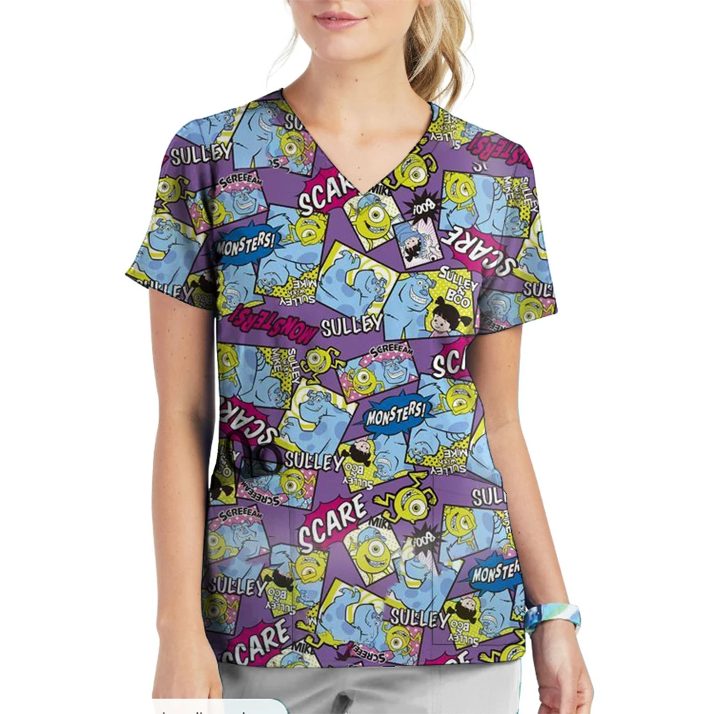 Disney Toy Story Print Dentistry pet doctor workwear Medical scrubs nursing uniform surgical top pharmacy work clothing women