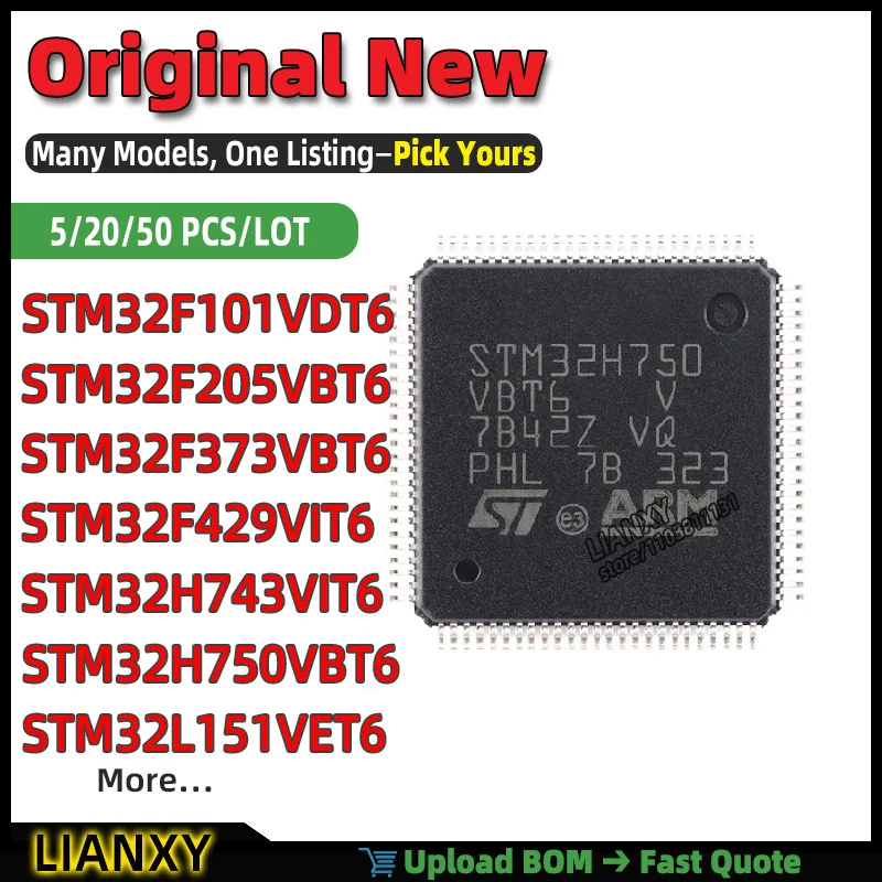 

STM32H743VIT6 STM32H750VBT6 STM32F429VIT6 STM32F205VBT6 STM32L151VET6 STM32F101VDT6 STM32F373VBT6 STM32F107VBT6 LQFP-100