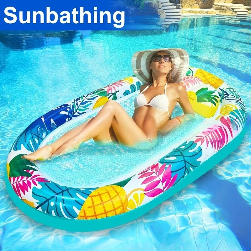 New Water Inflatable Floating Row, Inflatable Recliner Floating Row, Sunscreen and Sunshade Recliner