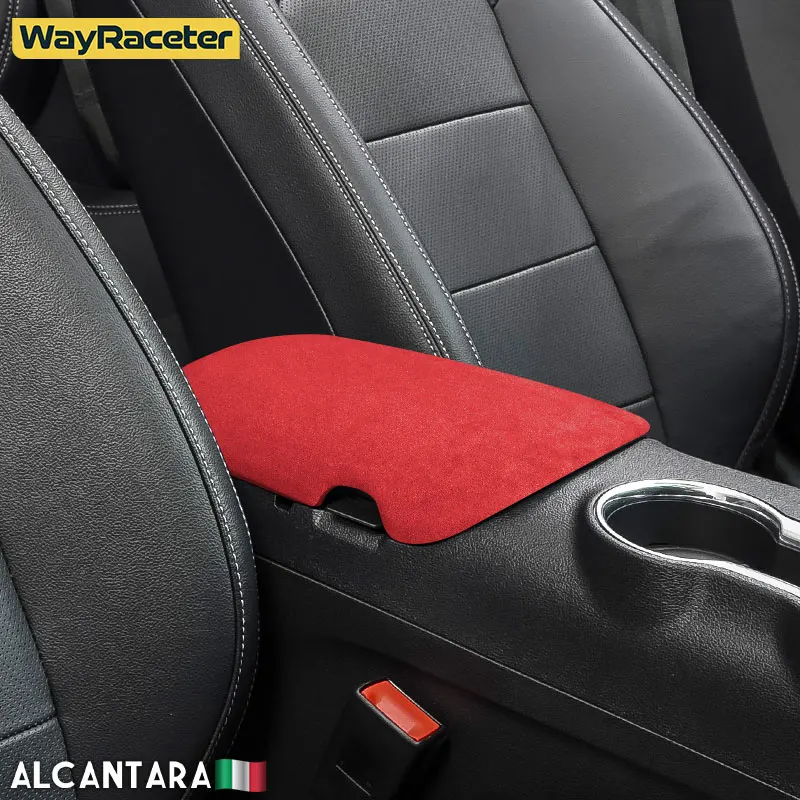 Alcantara Wrap ABS Car Armrest Box Storage Panel Trim Cover For Ford Mustang 2015-Present 2022 2023 2024 Shelby GT500 S550 S650