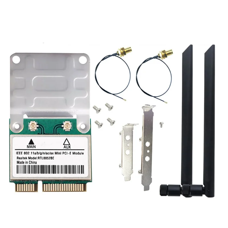 

Classic-Mini PCI-E RTL8852BE Wifi 6 Network Card 2.4G/5Ghz Dual Band 8DBI Antenna BT 5.2 1800Mbps Wireless Adapter For Win Windo
