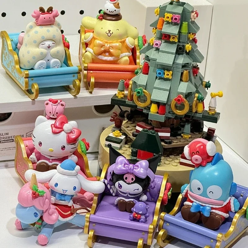 

Sanrio Winter Sleigh Team Series Hand-Done Blind Box Kuromi Hellokitty Cinnamoroll Pom Pom Purin Tide Play Christmas Gifts Toys