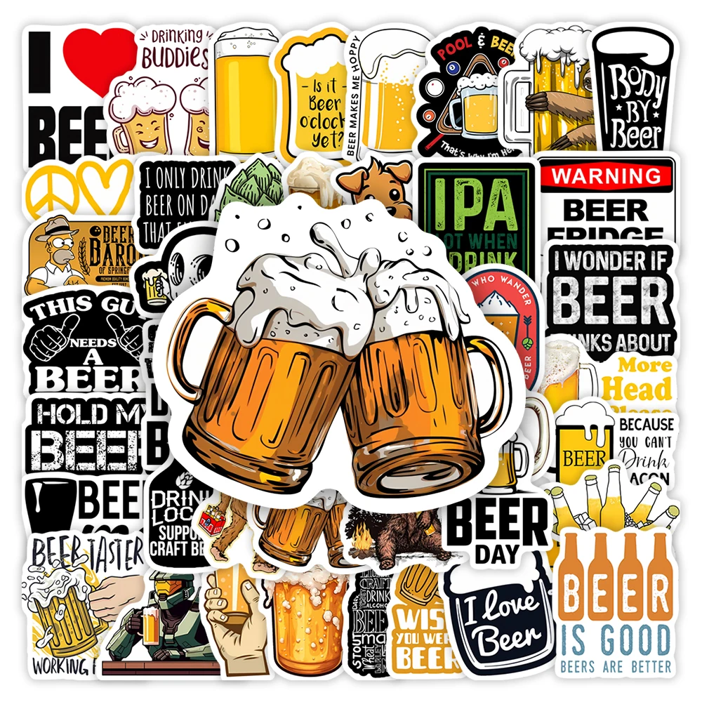 Fun Beer Stickers IPA DIY Gift Toy Decorative Graffiti Decal for Journal Laptops Phones Scrapbook Luggage Bottle Waterproof