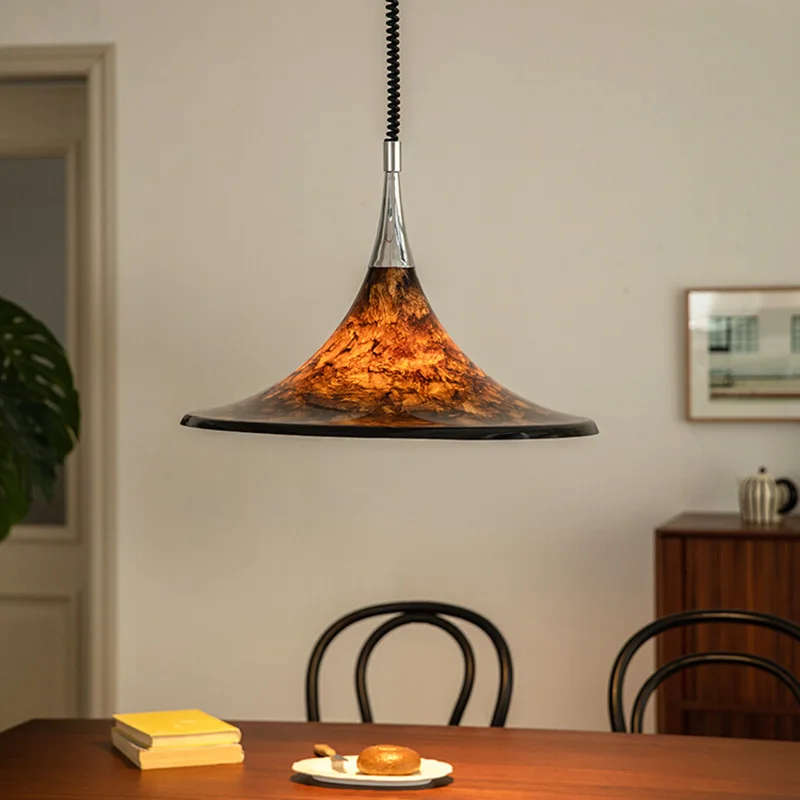 

Medieval restaurant chandelier creative can lift retro painted living room island table study main design telescopic