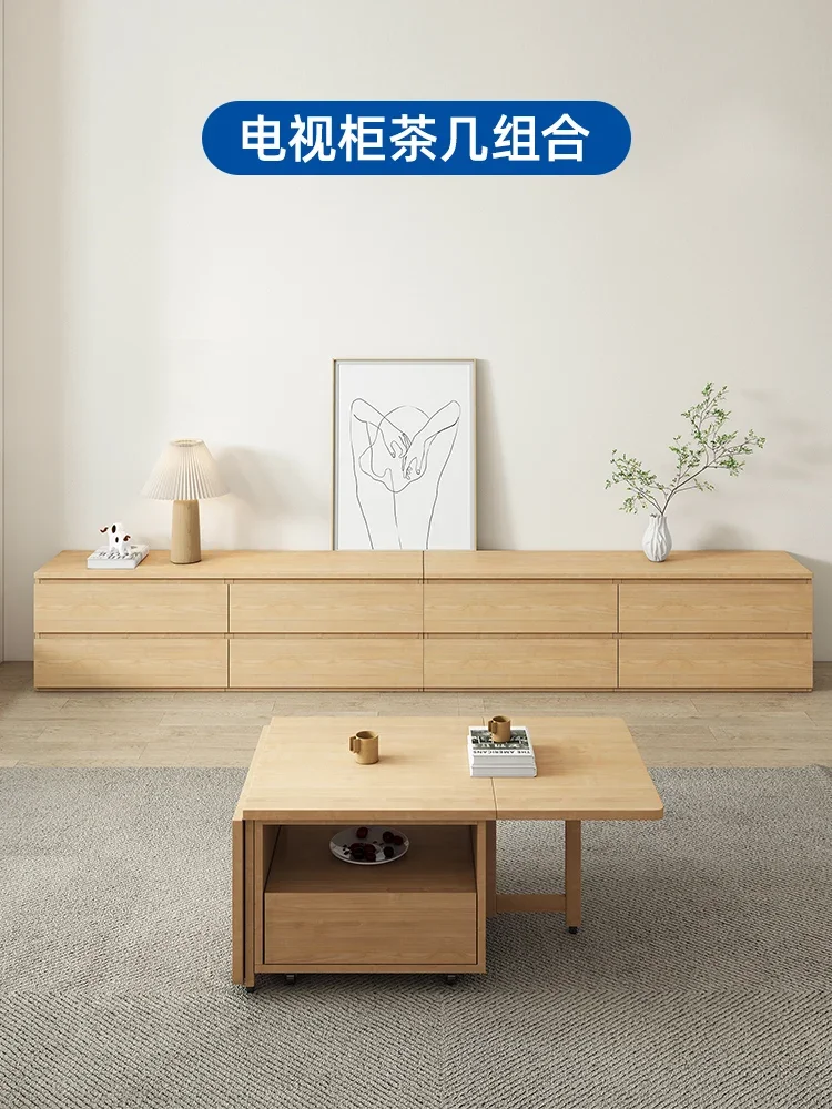 Solid Wood Folding Coffee Table Simple Modern Living Room Side Table Small Coffee Table Dining Table Dual-Use