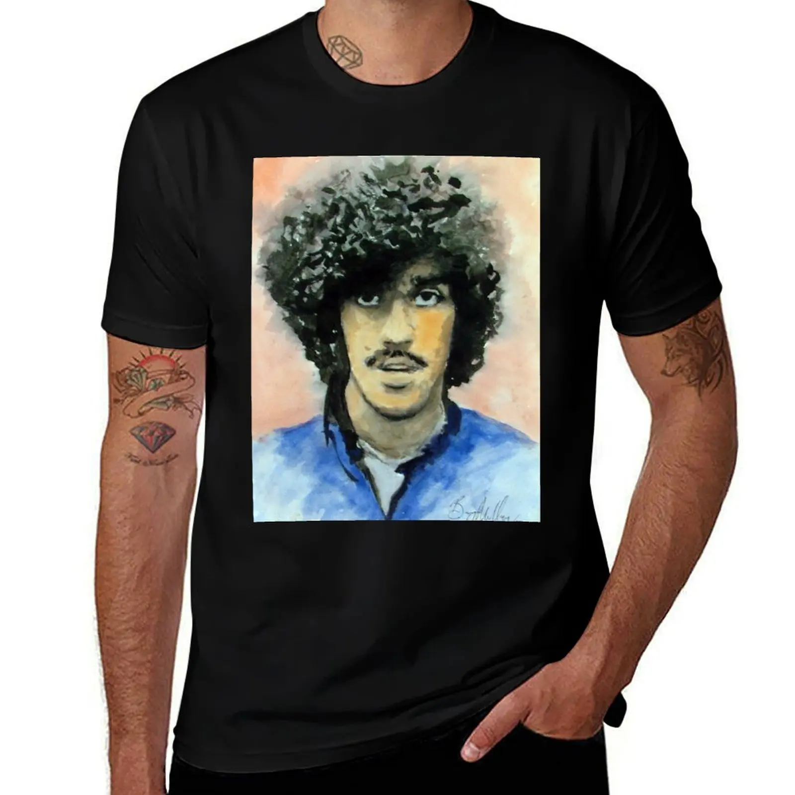 

T-Shirt Portrait Lizzy Thin man | Music | Painting funny Heavy T-Shirt t 70s Metal Rock for Lynott Phil graphic 80s shirts |