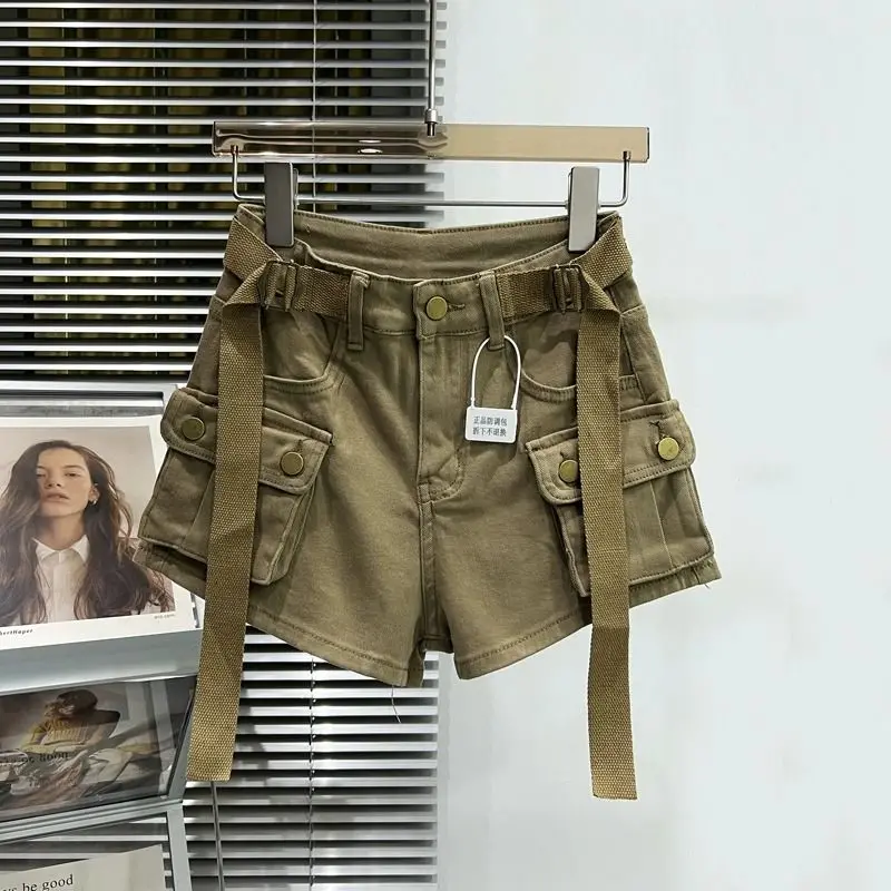 

Big Pocket Workwear, Denim Five Quarter Shorts, Women's Elastic Slim Fit, 2025 New Summer High Waisted Lifting Hot Girl