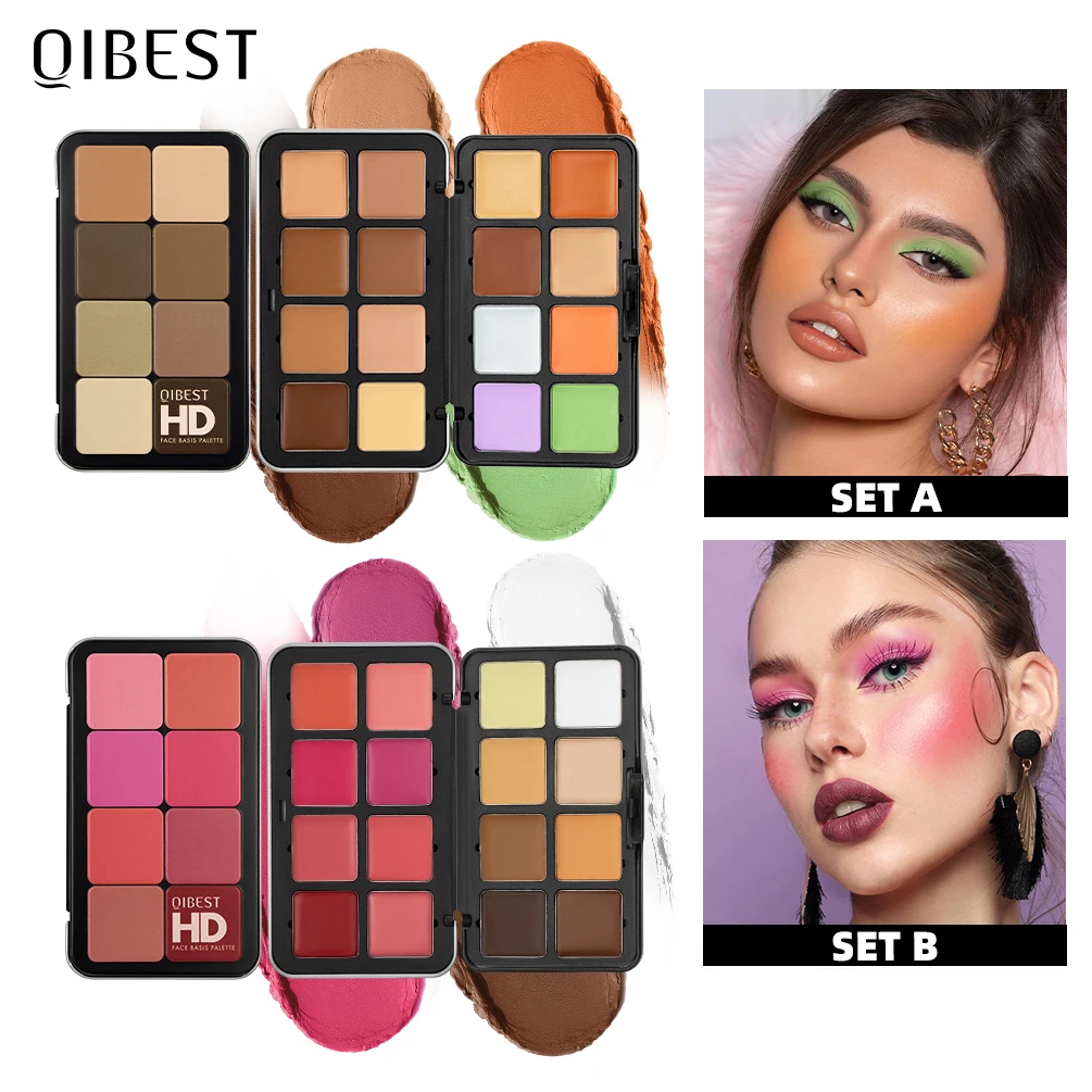 

QIBEST New Highlight Contouring Powder Palette Face Shadow Contouring Powder Multipurpose Makeup Palette With Brush Face Bronzer