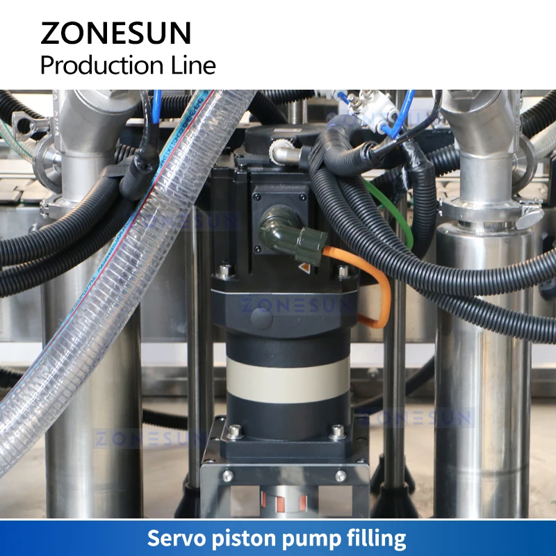 Zonesun ZS-FAL180U5 Automatic Syrup Bottling Line Piston Filler High Speed Capping Machine Round Bottle Label Applicator