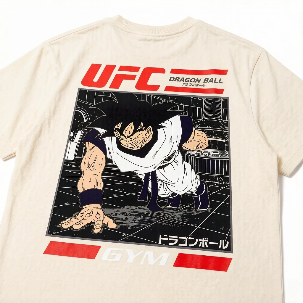 Dragon Ball Animation Sun Wukong Joint UFC Men's and Women's Retro High Quality Cotton Crew Neck Printed T-Shirt Trend Ins Top