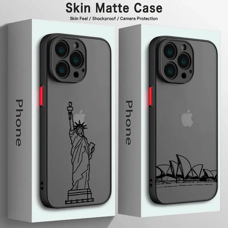 Matte Phone Case For iPhone 15 14 13 12 11 Pro Max Plus 13 Mini X XR XS MAX 8 7 Plus 6 6S Hard PC Coque Coupe Liberty Statue