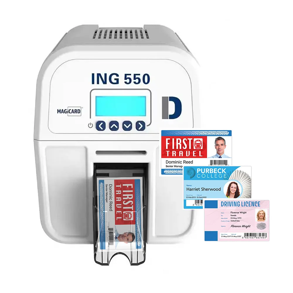 

Оригинальный интеллектуальный антиподделка Magicard ING550, одно- и двухсторонний принтер для цифровых визитных карточек из ПВХ