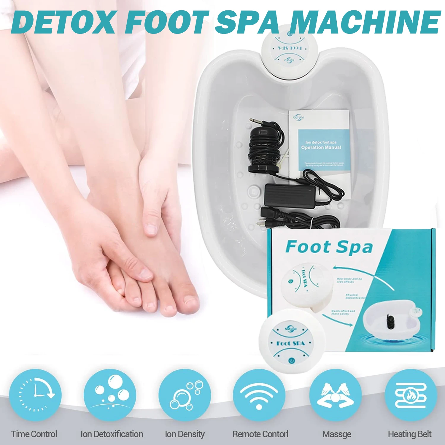

Electric Foot Detox Hydrotherapy Machines Footbath Spa Massage Care Machines Ion With Basin Relieves Fatigue Full For Vitality