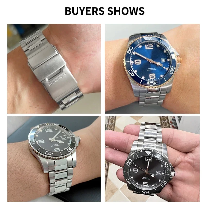 For Longines Conquest Watchband Steel Belt Old New Style Business Waterproof Diving Series L3.781 Men L3.782 21mm Accessories