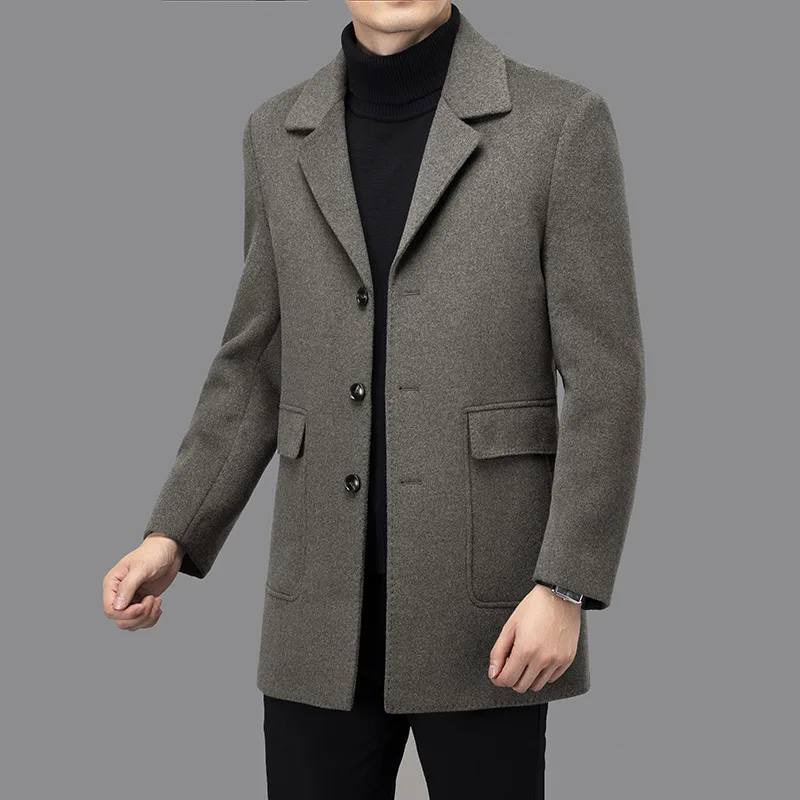 Men's Coat Autumn and Winter New Detachable Inner Liner Suit Collar Middle-aged Business and Leisure