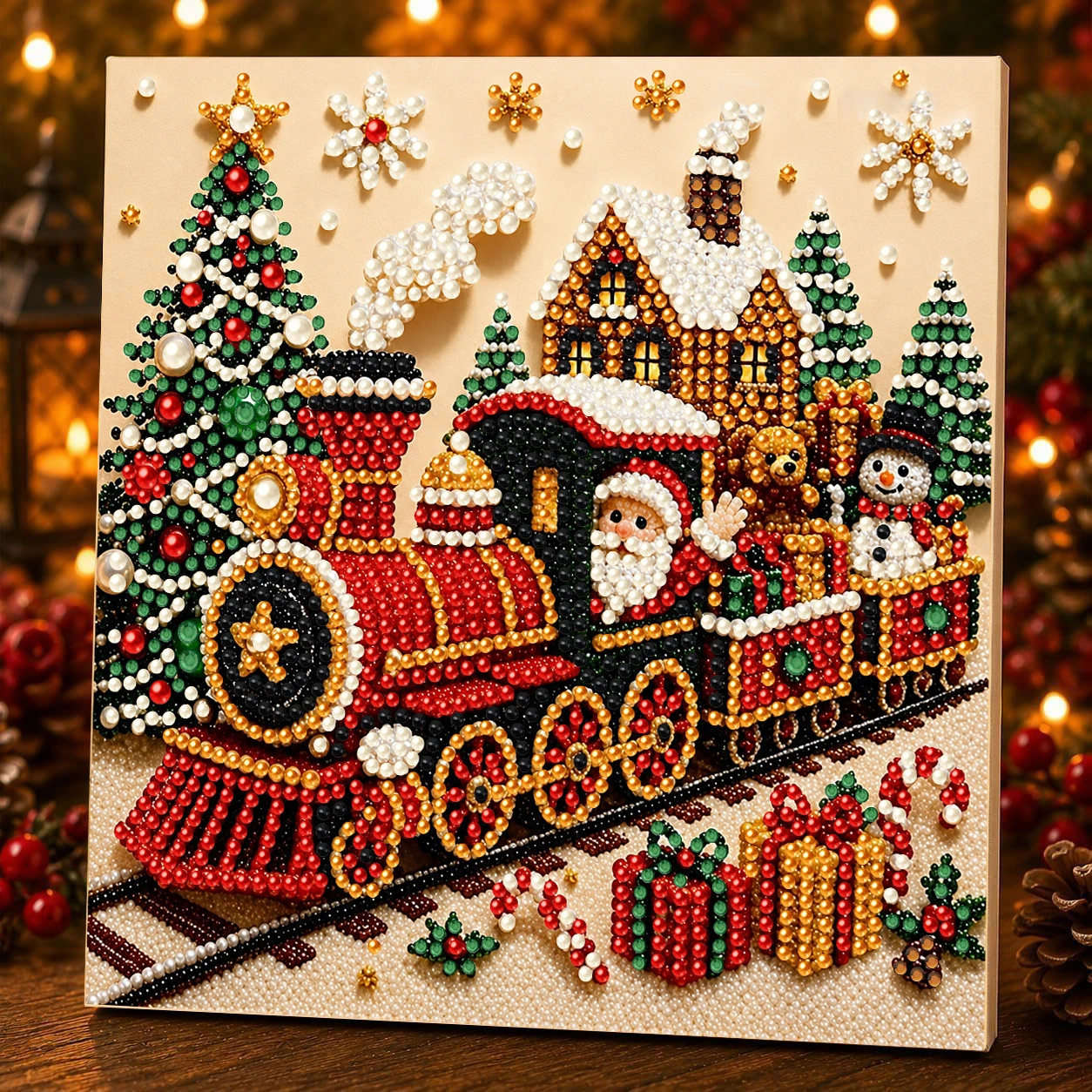 Weihnachts-Perlen-Diamantmalerei, handgemachtes Perlenbild, Weihnachtsengel-Glocken-DIY-Set, Feiertagsdekoration für Zuhause, Diamantmalerei, verschiedene Stile zur Auswahl, handgemachtes Heimdekorationsbild, Weihnacht – Detail 1