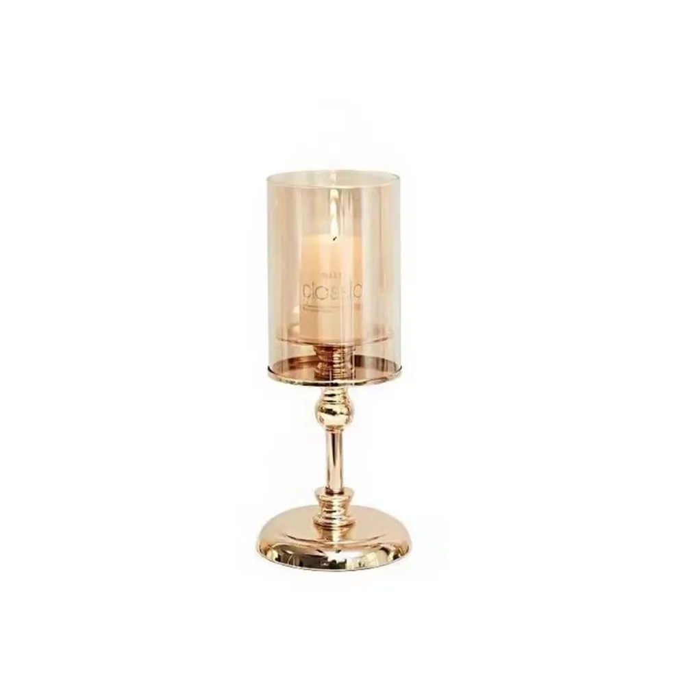 

Detachable Metal Glass Candle Holders Transparent Luxury Nordic Glass Candle Stand Anti-slip Table Ornaments Romantic Candle Cup