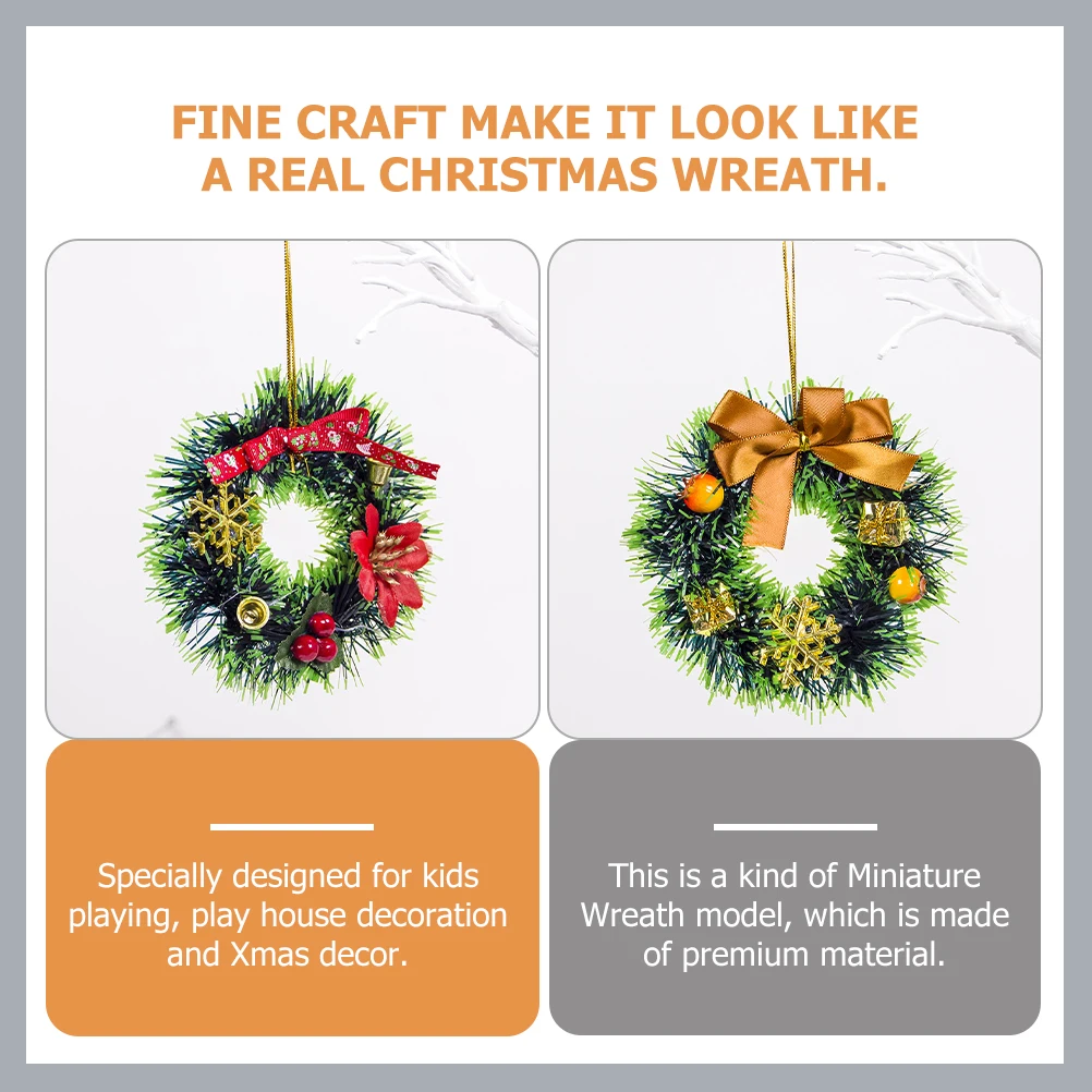 

8 Pcs Miniature Christmas Wreath PVC Toy Kids Home Decor DIY Gift Bright Detail Simulated Xmas Wreaths Mini House