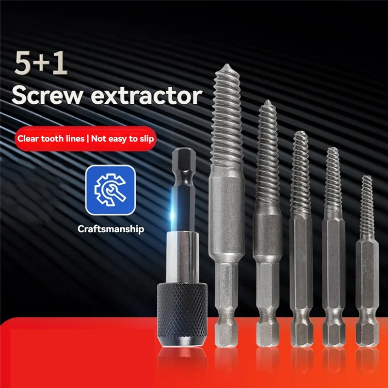 A43F-5 Pcs Damaged Extractor Drill Bit Set Hex Shank Damaged Bolt Screw Stud Extractor Extractor Tool Set Slide Extractor