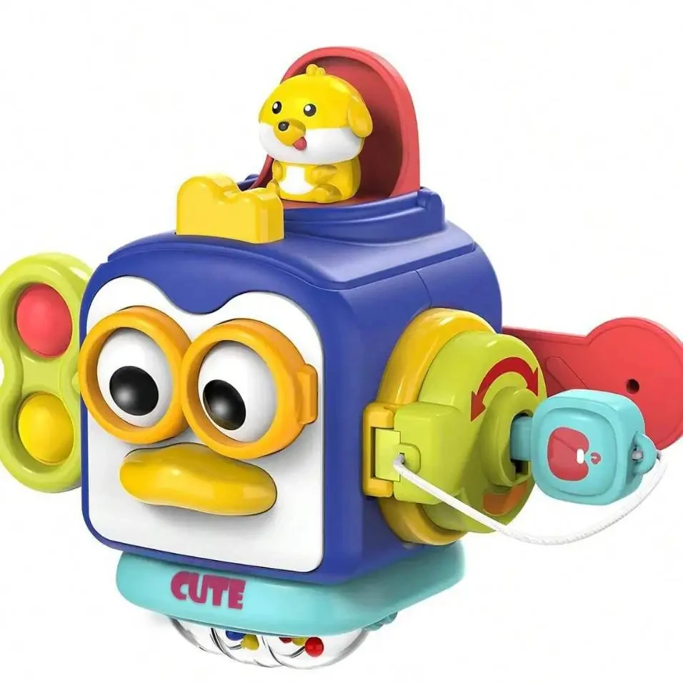 Bebê ocupado placa cubo montessori brinquedos sensoriais para atividades de aprendizagem educacional da criança viagem brinquedo caixa de bloqueio habilidade motora fina