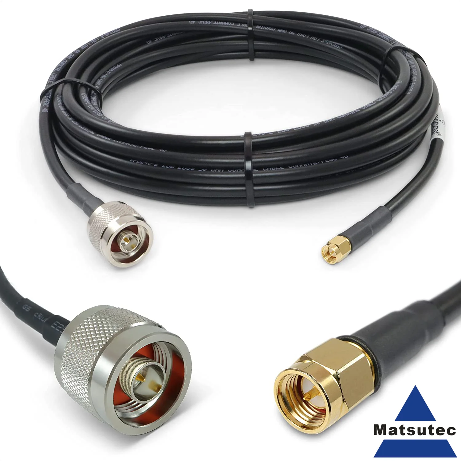 Matsutec 25 ft SMA Male to N Male Premium 240 Series Low-Loss Coax Cable for 4G LTE, 5G Modems/Routers,Ham, ADS-B, GPS to Antena