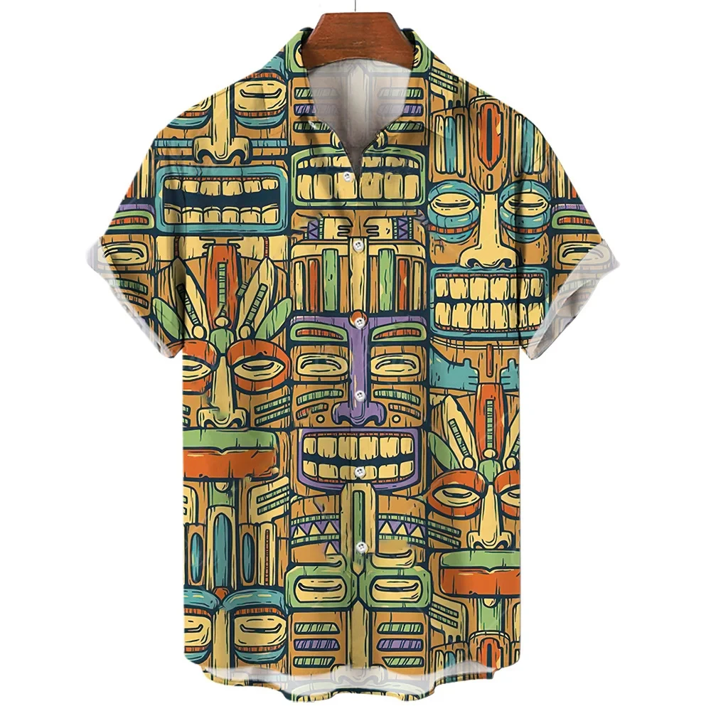 Hawaiian Vintage 3D Printed Shirt Man/Women Casual Fashion Short Sleeves Shirts Button Lapel Streetwear Oversized Unisex Clothes