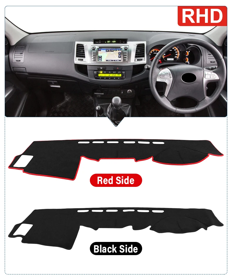 Für Toyota Fortuner SW4 Hilux VIGO SR5 SR AN50 AN60 2005-2011 2012 2013 2014 Auto Armaturenbrett Abdeckmatte Sonnenschutz Pad Zubehör – Detail 6