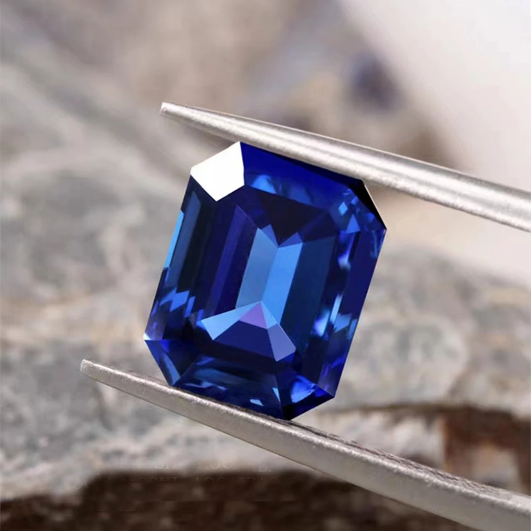 

1PC/Lot 5*7-7*9mm Lab Grown Emerald Cut Octagon Royal blue Sapphire