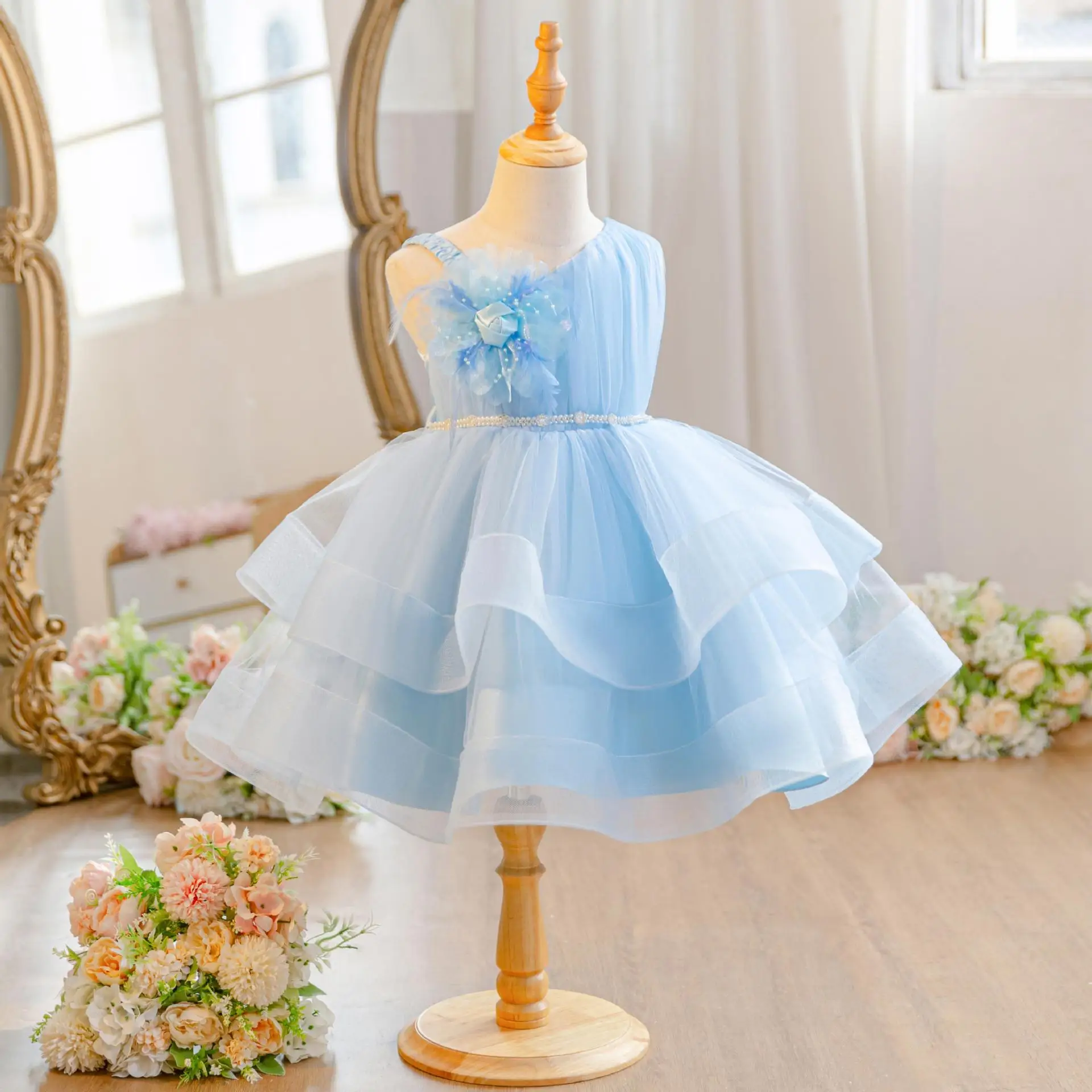 2026 Girl 1st Birthday Party Dress Girls' Puffy Dresses Ball Gown Kid Holiday Clothes Performance