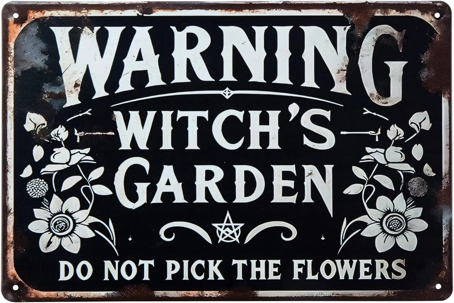 Warning Witchs Garden Do Not Pick The Flowers Metal Tin Sign Vintage Wall Decoration Home Kitchen Art