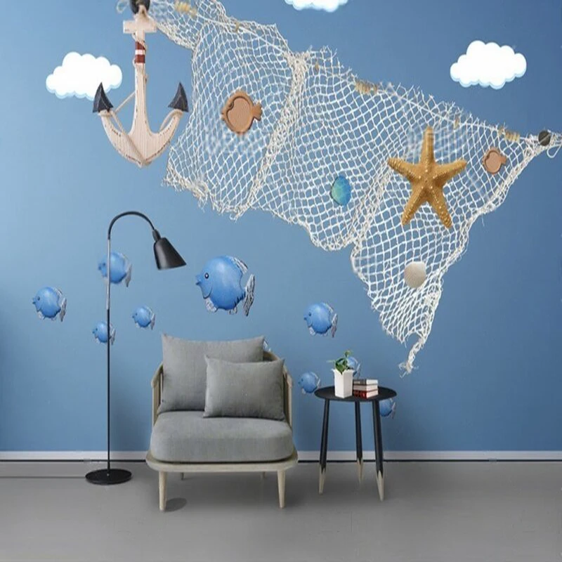 

Mediterrenean-style children's room custom TV bedroom luxurious home decoration background wall paper