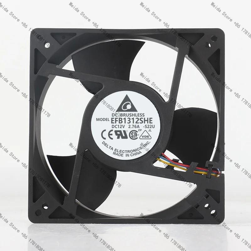 

Вентилятор охлаждения Delta 12738, 127x127x38 мм, DC12V 2.76A, AC EC, с измерением скорости, 12.7 см, высокий объем воздуха, EFB1312SHE