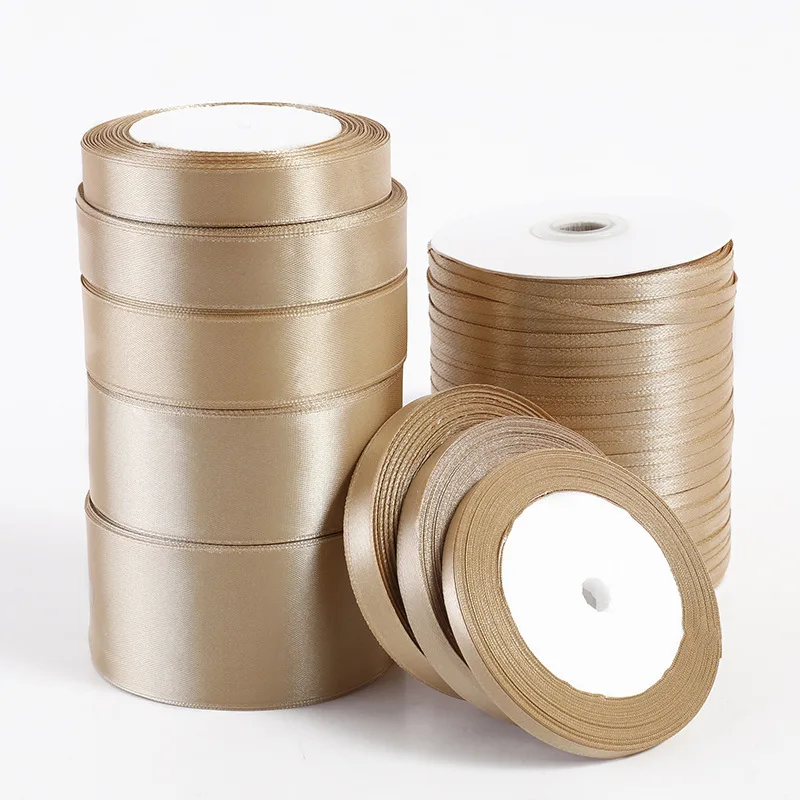 

25yards/Roll Silk Khaki Satin Ribbons Gift Wrapping Decoration Gift Box Ribbon DIY Handmade Clothing Accessories Supplies Ribbon