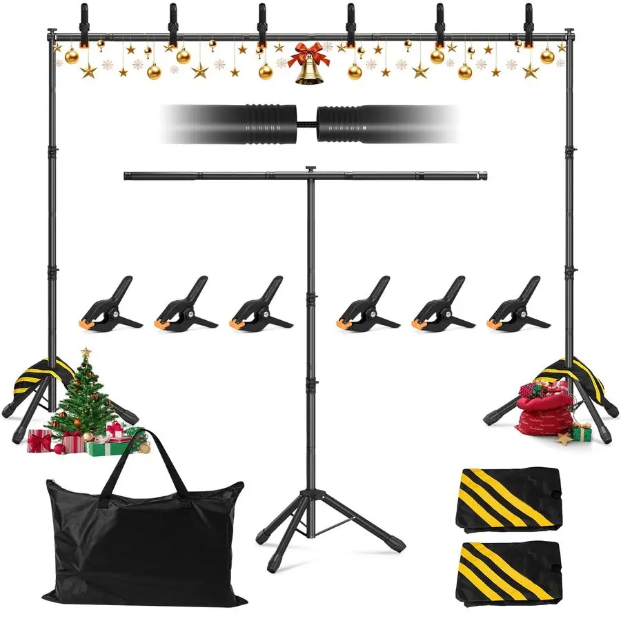 

Stand 10x7.5 FT for Photography Studio, 3in1 TShape Photo Backdrop Stand Kit for Birthday Party, Background Stand for Photo Vide