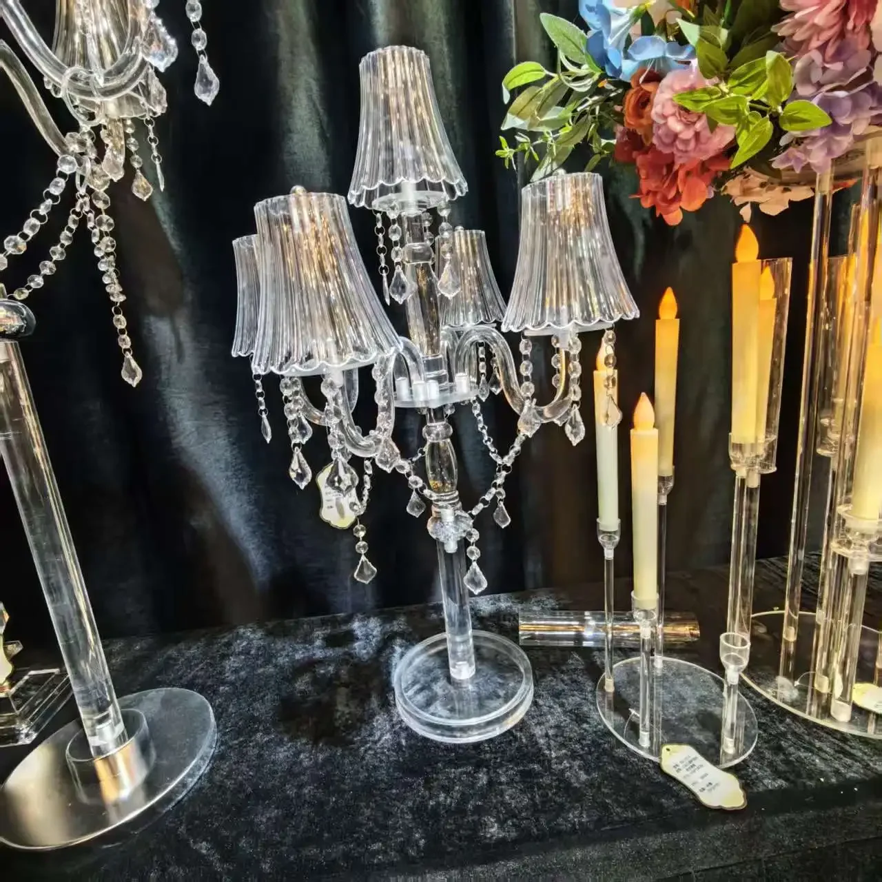 Französischer Acryl-Kerzenhalter Luxuriöses Hochzeitstisch-Centerpiece Europäische Elegante Wohndekoration Luxuriöser Tisch-Akzent – Detail 3