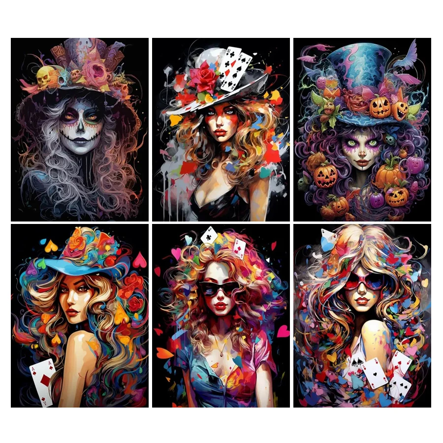 Diamond Painting Abstract Girl Poker Diy Full Rhinestone Embroidery Kits Mosaic New Collection Woman Pintura De Diamante AA5103