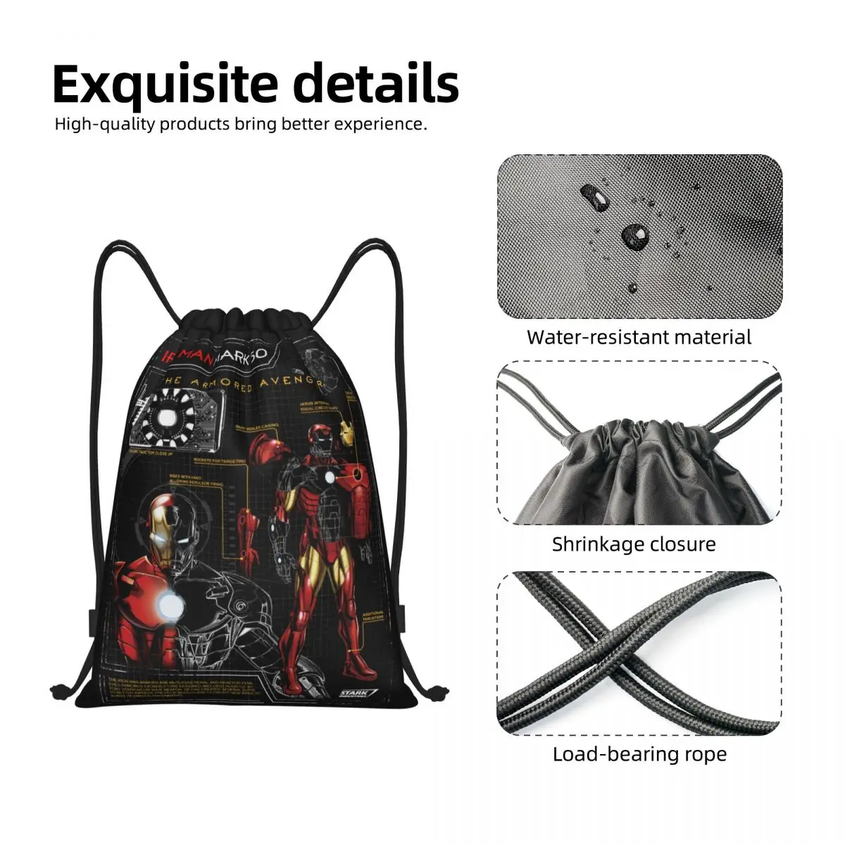 Sac à dos blindé personnalisé Iron Man pour hommes et femmes, sac de sport pliable, sac de rangement d'entraînement