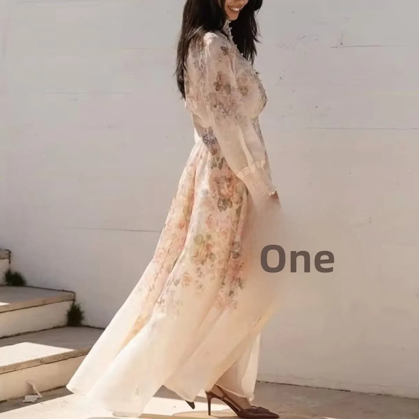 花柄プリント長袖シャツとハーフスカートセット レディースファッション ボタンアップネックライン服 秋 2025 Zブランド