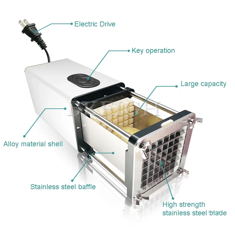 Piccola affettatrice elettrica per patate, tagliatrice commerciale di frutta e verdura, attrezzatura da cucina per uso domestico
