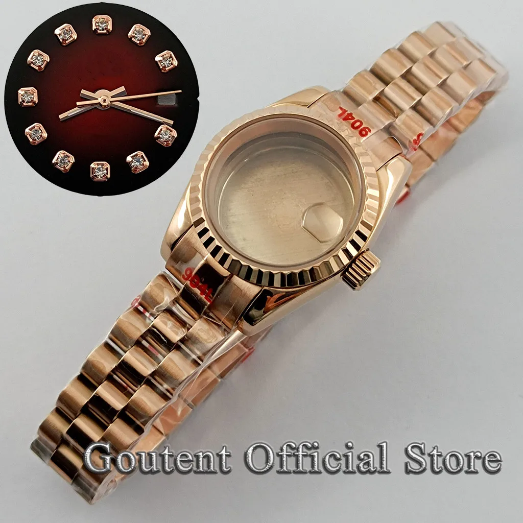 Goutent 26mm Sapphire Glass Silver Golden Rose Gold Watch Case With Dial Hands Fit NH05 NH06 Movement