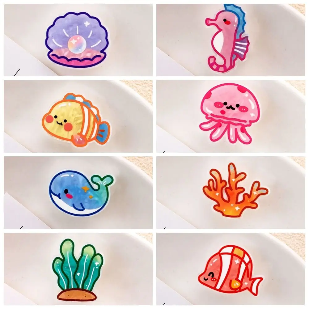 Elegant Conch Ocean Fish Hairpin Coral Clownfish Jellyfish Hair Clips Korean Style Seaweed Animal Duckbill Clip Daily