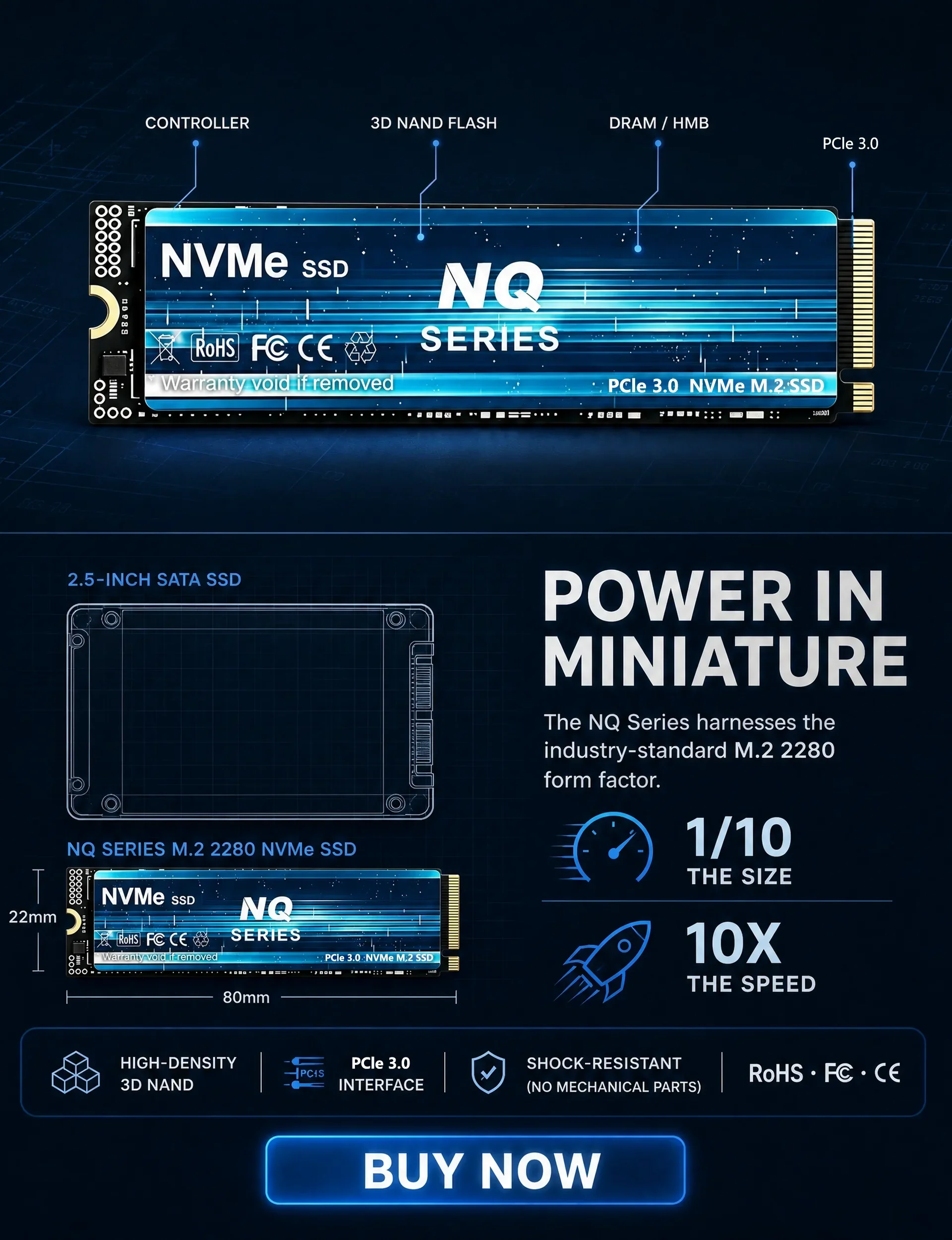 NQ M.2 NVMe PCIe 3.0 2TB 4TB Gaming SSD 7300MB/s Ultra High Speed Internal Solid State Drive Laptop Desktop PC Pro Ultra Max