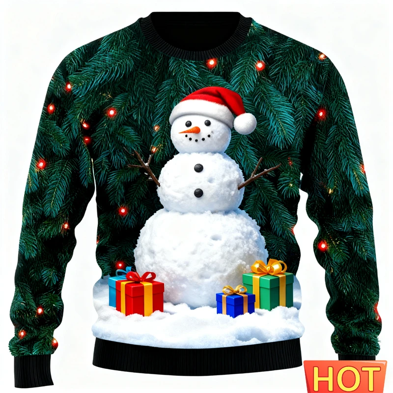 ثلاثية الأبعاد عيد الميلاد ثلج سانتا مطبوعة سترة عيد الميلاد القبيحة جديد في الرجال النساء عيد الميلاد البلوز للجنسين البلوز عطلة ملابس الحفلات