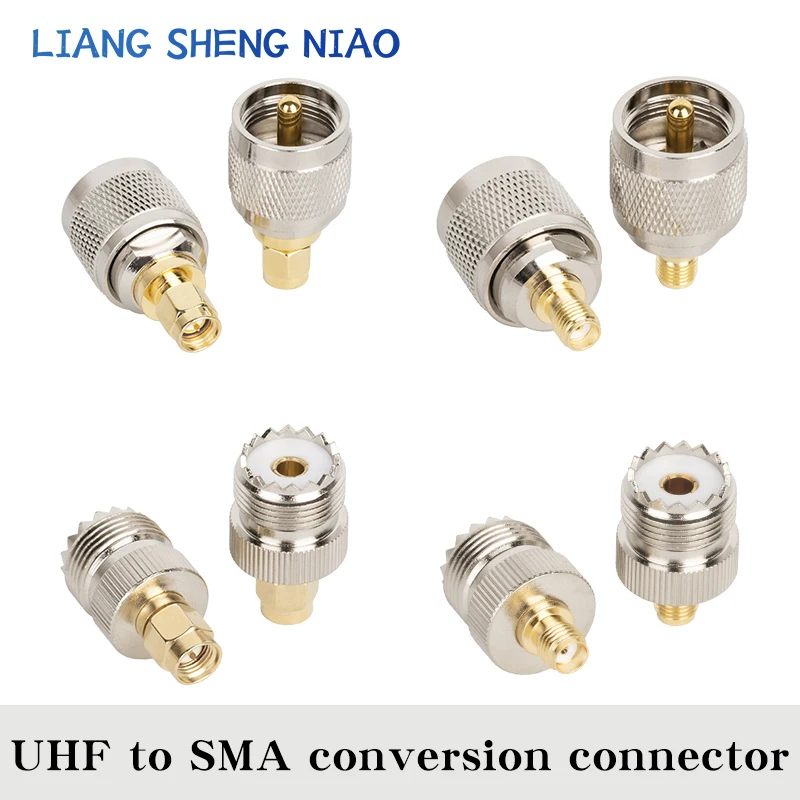 1pcs UHF to SMA pass-through UHF male to SMA female UHF SO239 PL259 series conversion connector UHF RF Coaxial Cable connector