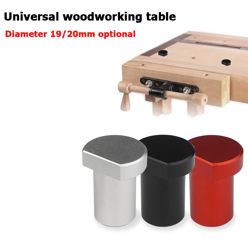 Aluminum Alloy Workbench Peg Brake Stops Bench Clamp 19/20mm Dog Woodworking Table Limit Block Workbench Workshop Tenon Stopper