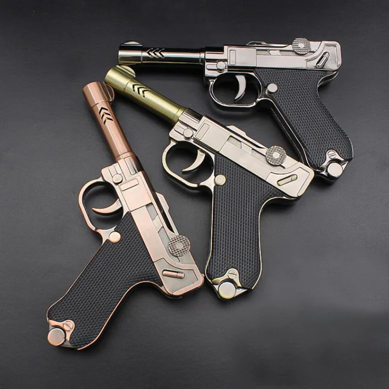 Design: Zinc alloy material, non firing straight blue flame toy gun, high-quality lighter, creative and fun